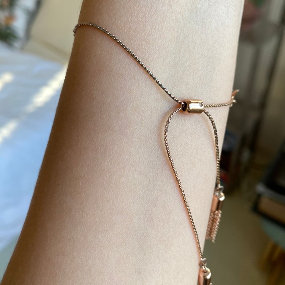 Charming Charlie Rose Gold Herringbone Leaves and Tassels Bracelet - Picture 4 of 4